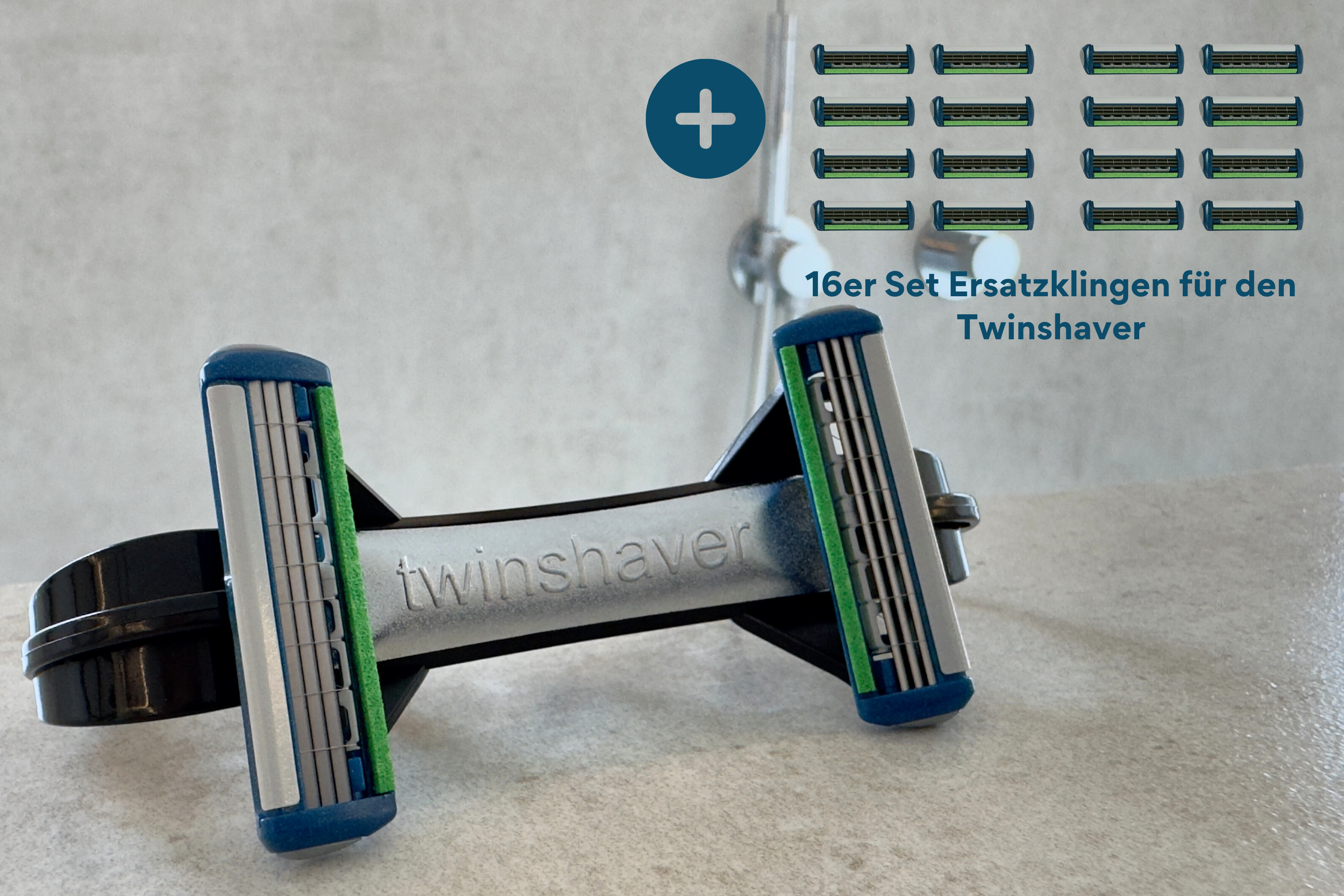 twinshaver - Das Original - Starterset Pro: Doppel-Nassrasierer + 20 Ersatzklingen