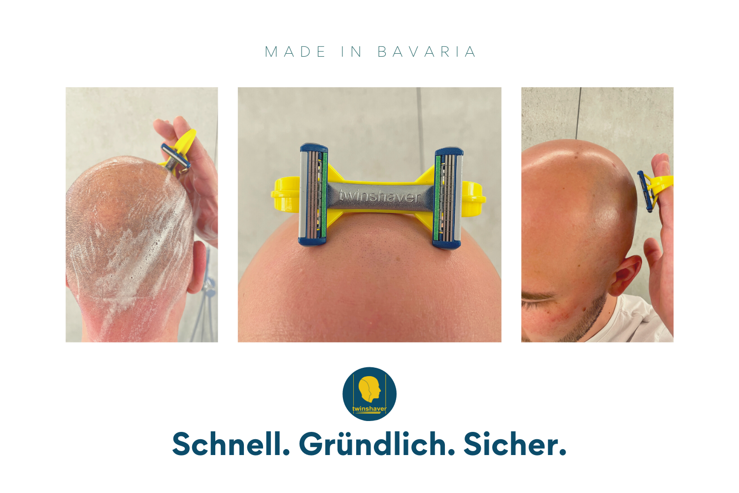 twinshaver – Der weltweit erste Einhand-Kopfrasierer für das sichere Glatze rasieren