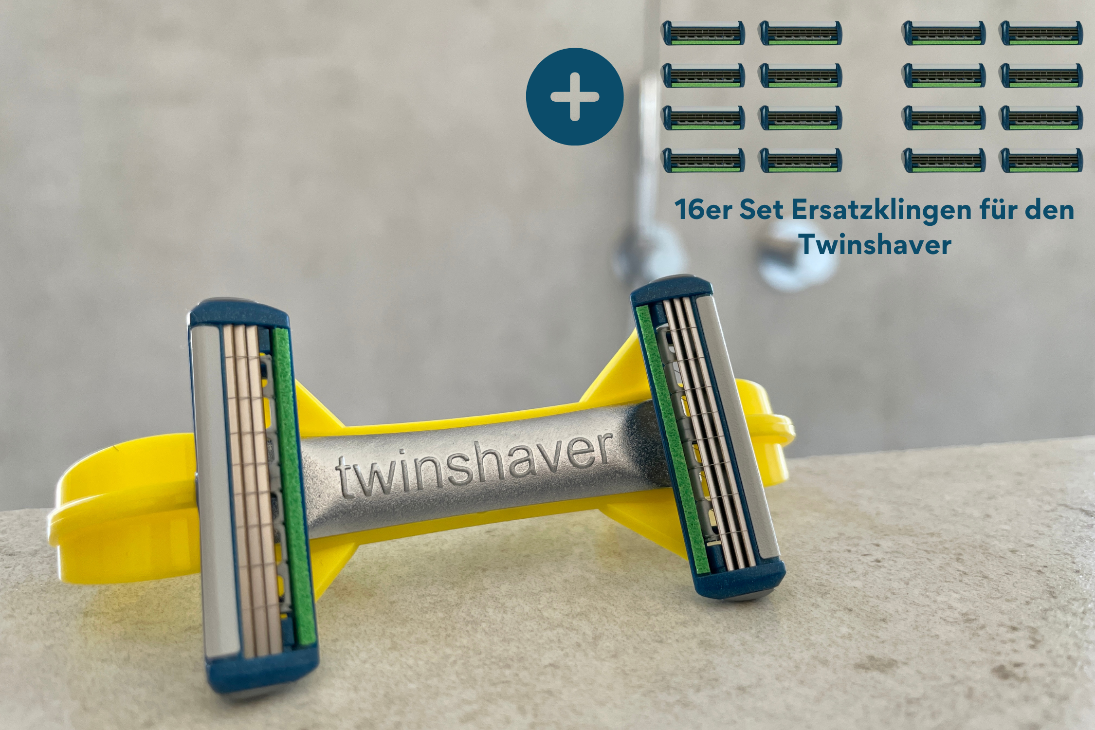 Innovativer twinshaver Nassrasierer in Gelb – Made in Germany
